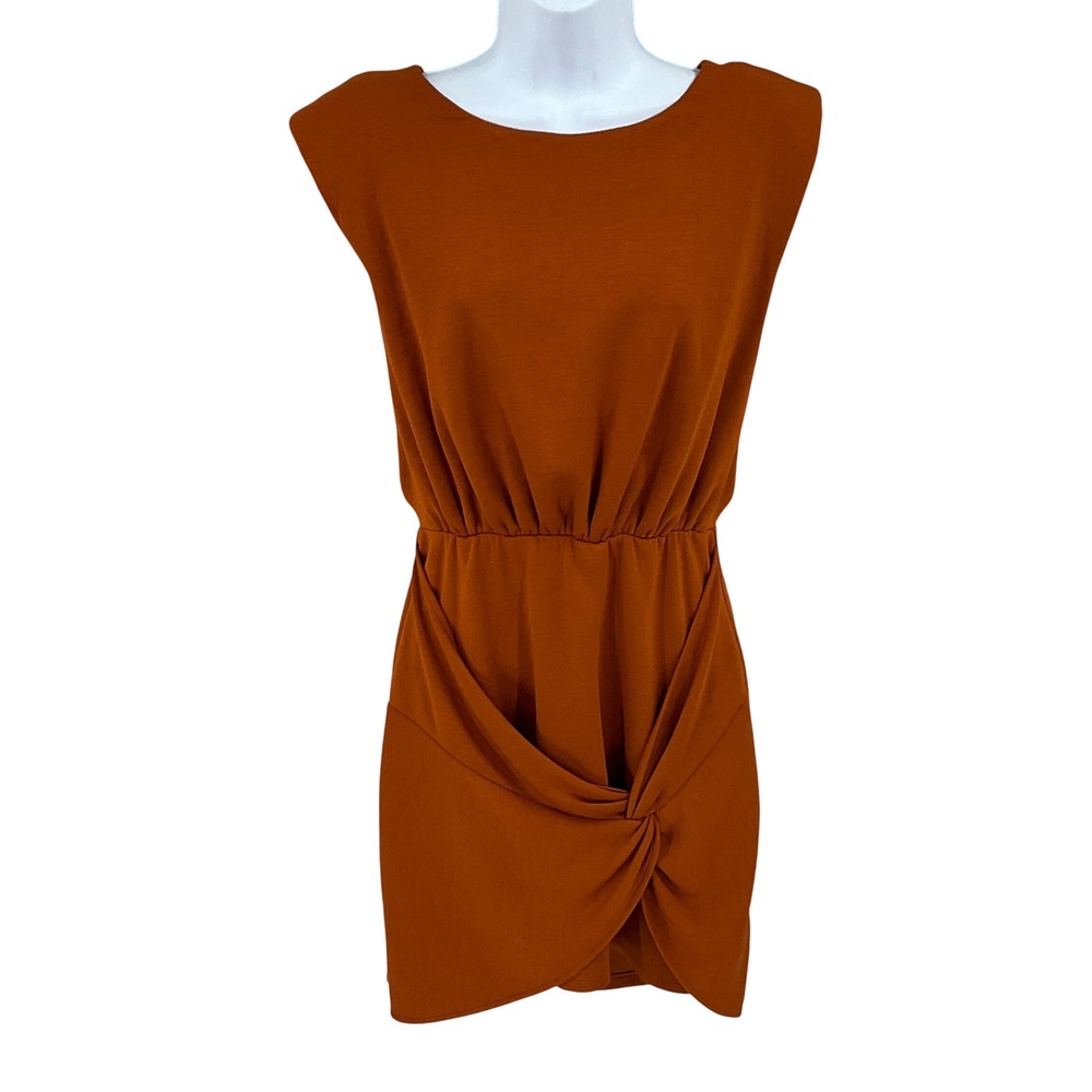 Free People Runaway Knit Mini Dress Womens XS Orange Tulip Wrap Knot NEW